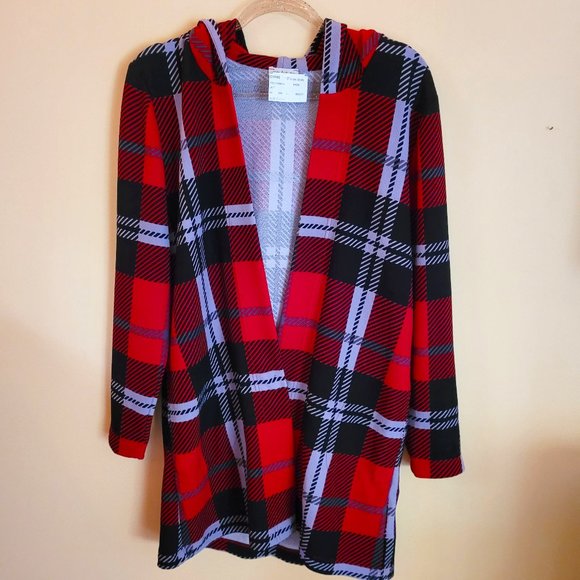 Seven Forty Two NWT Red Plaid Open Front Coat Size XS - Picture 1 of 5